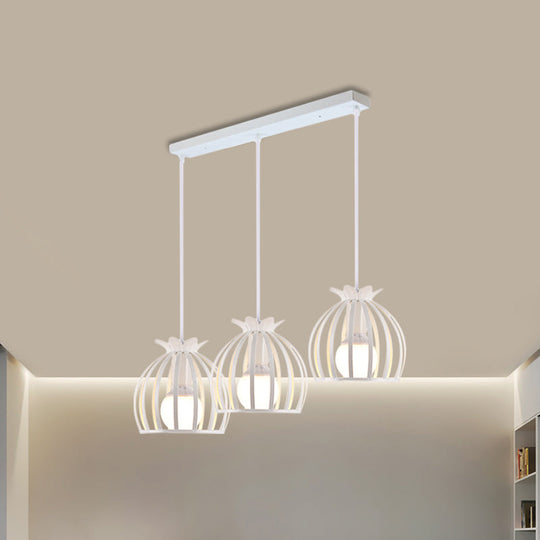 Loft Style Dome Cage Pendant Light with Hanging Head - Black/White - Perfect for Living Room