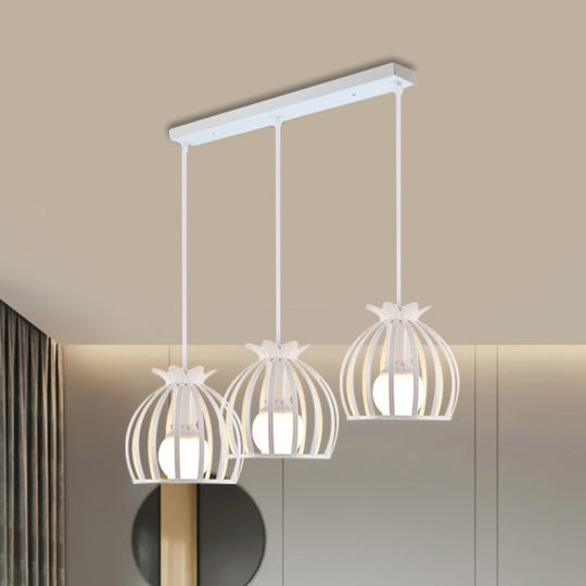 Loft Style Dome Cage Pendant Light with Hanging Head - Black/White - Perfect for Living Room