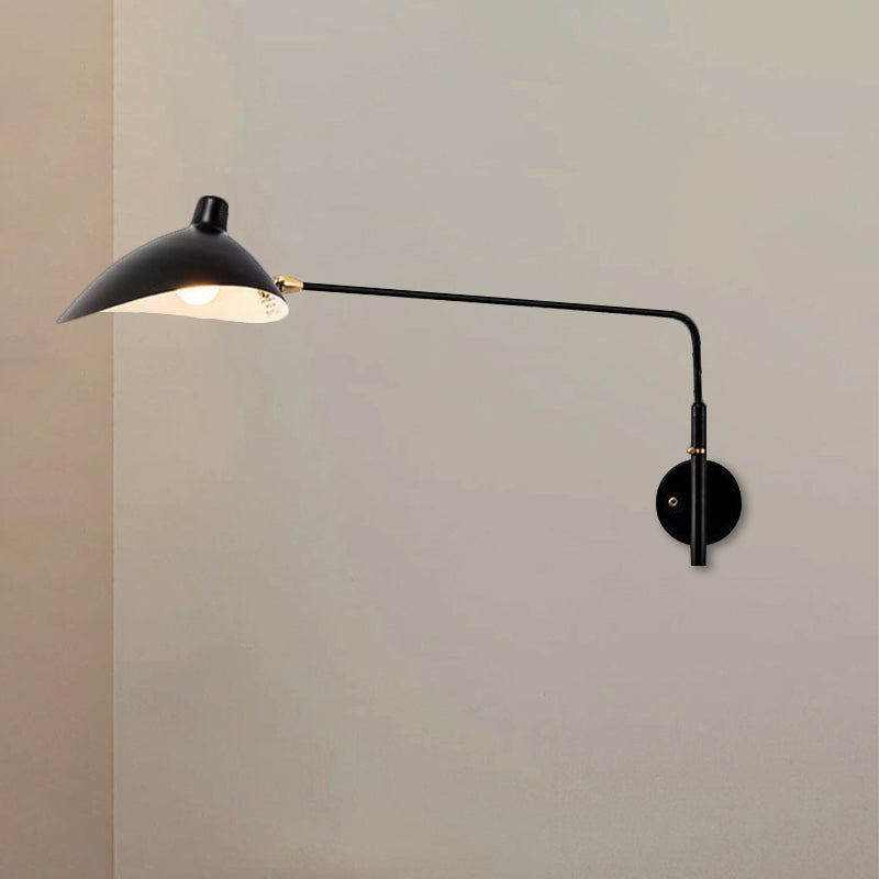 Modern Industrial Conic Wall Sconce Light In Black/White For Living Room