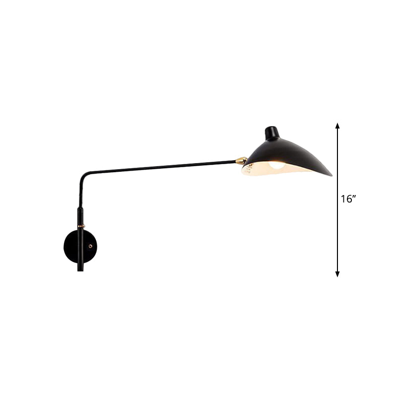 Modern Industrial Conic Wall Sconce Light In Black/White For Living Room