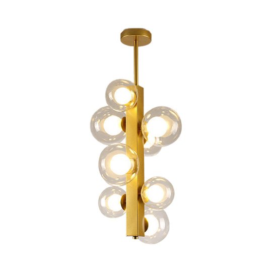 Gold Linear Suspension Light With Modo Clear/White Glass Shades - Modern And Simple Design For