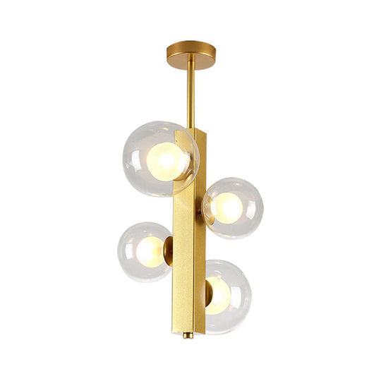 Gold Linear Suspension Light With Modo Clear/White Glass Shades - Modern And Simple Design For