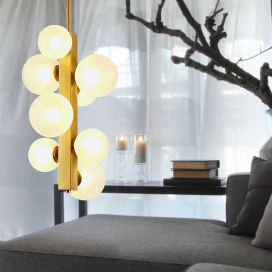 Gold Linear Suspension Light With Modo Clear/White Glass Shades - Modern And Simple Design For