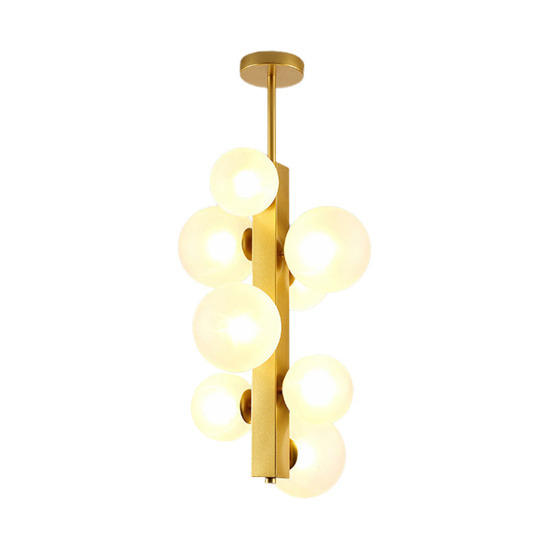 Gold Linear Suspension Light With Modo Clear/White Glass Shades - Modern And Simple Design For