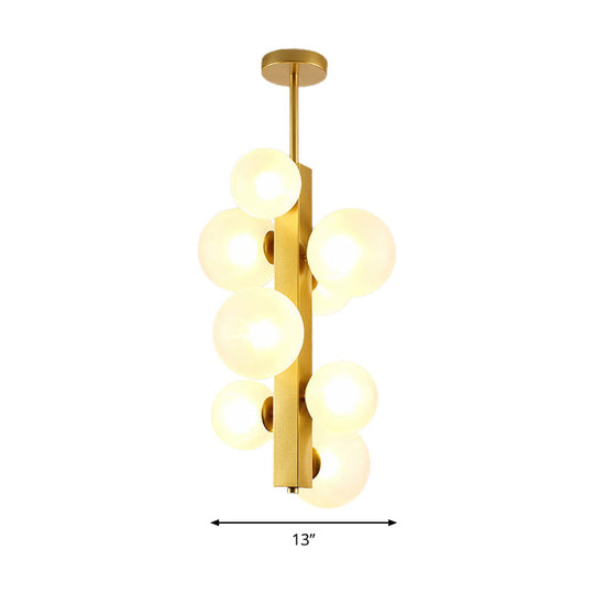 Gold Linear Suspension Light With Modo Clear/White Glass Shades - Modern And Simple Design For