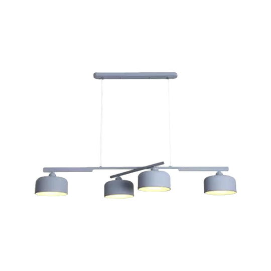 Modern Macaron Drum Chandelier: Metal Ceiling Lamp 4 Lights For Dining Table