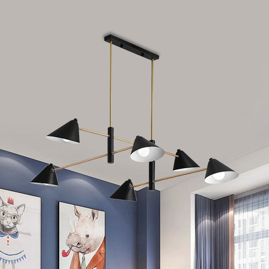 Contemporary Large Chandelier With Black Tilted Shades - 6/8/10 Heads Metal Hanging Light Fixture