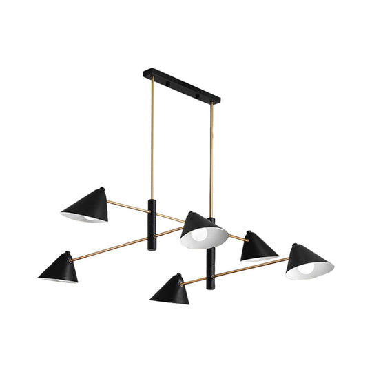 Contemporary Large Chandelier With Black Tilted Shades - 6/8/10 Heads Metal Hanging Light Fixture