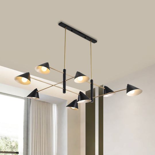 Contemporary Large Chandelier With Black Tilted Shades - 6/8/10 Heads Metal Hanging Light Fixture