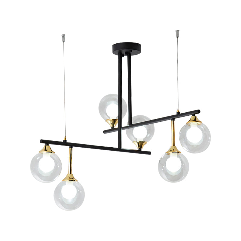 Modern 2-Tier Black Chandelier For Meeting Room Or Office - Stylish Metallic Hanging Light