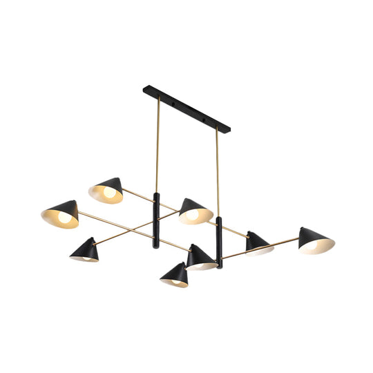 Contemporary Large Chandelier With Black Tilted Shades - 6/8/10 Heads Metal Hanging Light Fixture