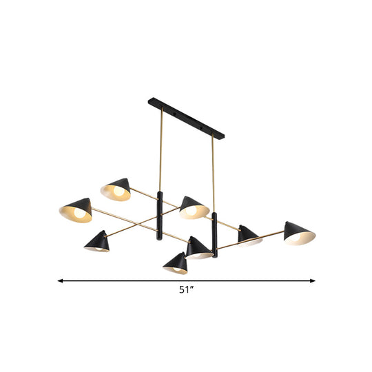 Contemporary Large Chandelier With Black Tilted Shades - 6/8/10 Heads Metal Hanging Light Fixture