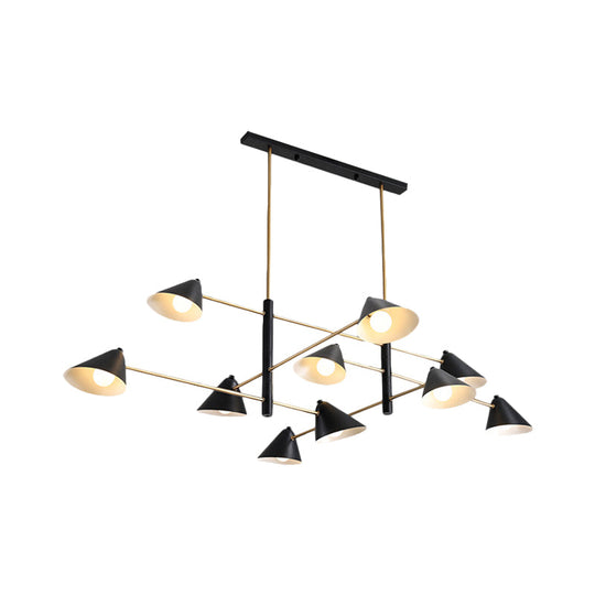 Contemporary Large Chandelier With Black Tilted Shades - 6/8/10 Heads Metal Hanging Light Fixture