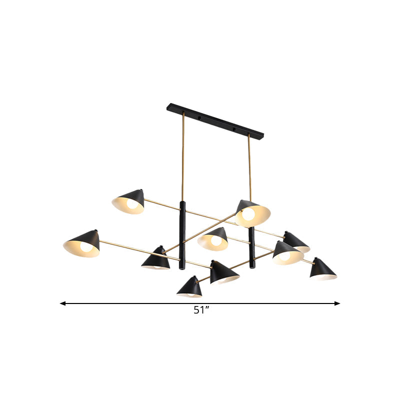 Contemporary Large Chandelier With Black Tilted Shades - 6/8/10 Heads Metal Hanging Light Fixture