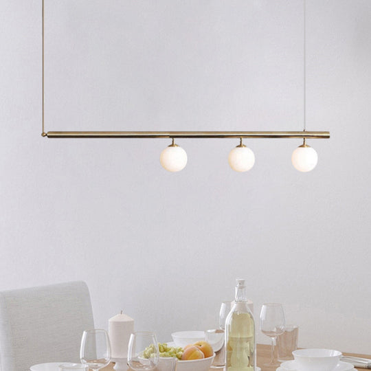 Golden Glass Shade Hanging Lamp: Post Modern Bubble Chandelier For Dining Room 3 / Brass