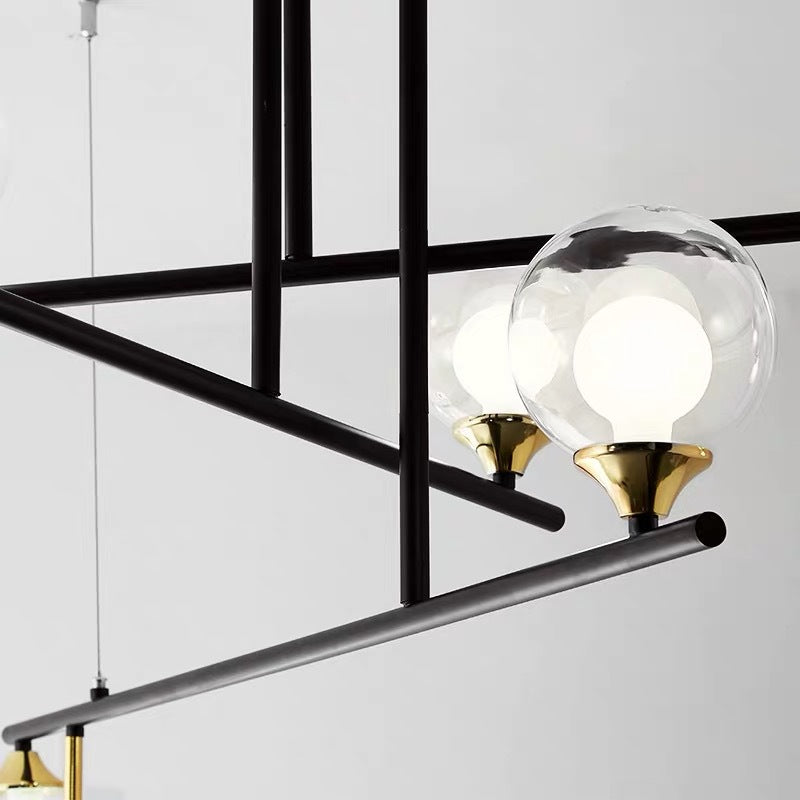 Modern 2-Tier Black Chandelier For Meeting Room Or Office - Stylish Metallic Hanging Light