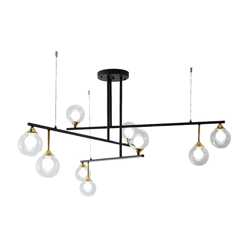 Modern 2-Tier Black Chandelier For Meeting Room Or Office - Stylish Metallic Hanging Light