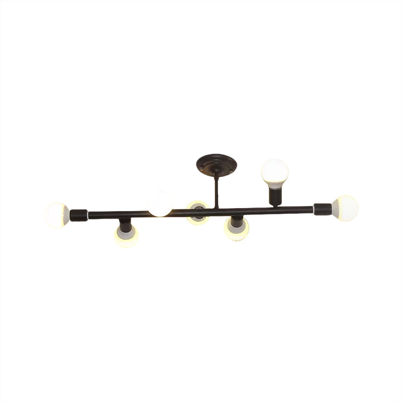 Modern Black Open Bulb Island Light With 7/13 Metal Lights - Simple Ceiling Lamp