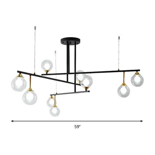 Modern 2-Tier Black Chandelier For Meeting Room Or Office - Stylish Metallic Hanging Light