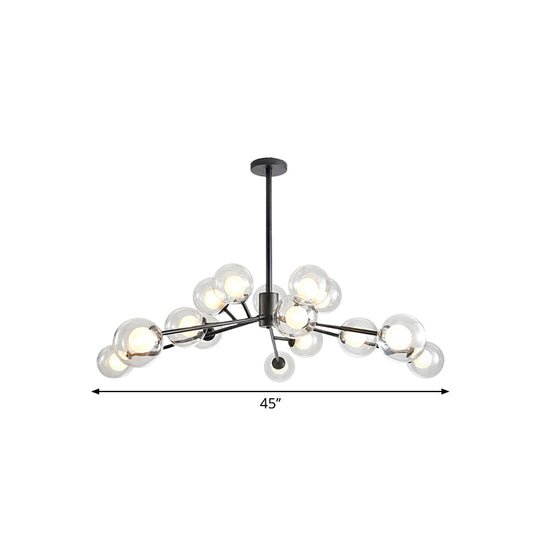 Modern Large Chandelier: 15/18 Lights Restaurant Hotel Branch Metal Black/Gold Hanging Lamp