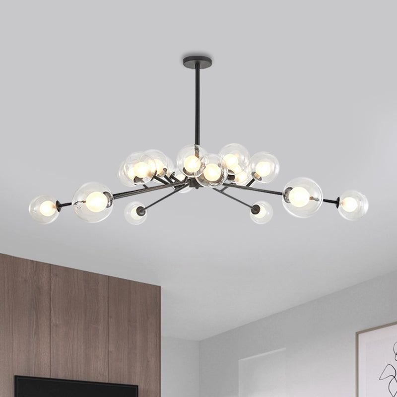 Modern Large Chandelier: 15/18 Lights Restaurant Hotel Branch Metal Black/Gold Hanging Lamp 18 /