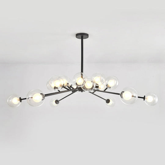 Modern Large Chandelier: 15/18 Lights Restaurant Hotel Branch Metal Black/Gold Hanging Lamp