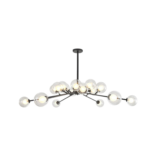 Modern Large Chandelier: 15/18 Lights Restaurant Hotel Branch Metal Black/Gold Hanging Lamp