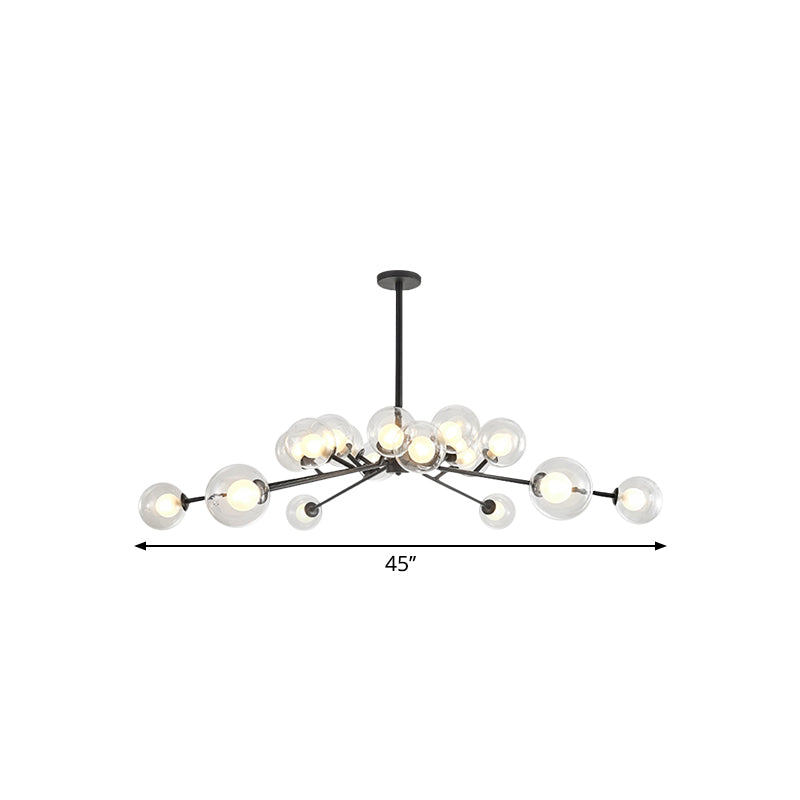 Modern Large Chandelier: 15/18 Lights Restaurant Hotel Branch Metal Black/Gold Hanging Lamp