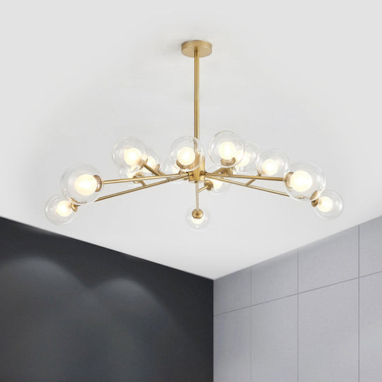 Modern Large Chandelier: 15/18 Lights Restaurant Hotel Branch Metal Black/Gold Hanging Lamp