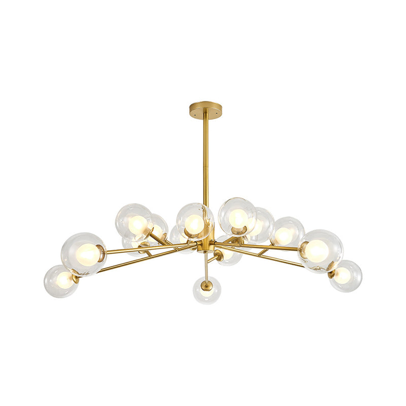 Modern Large Chandelier: 15/18 Lights Restaurant Hotel Branch Metal Black/Gold Hanging Lamp