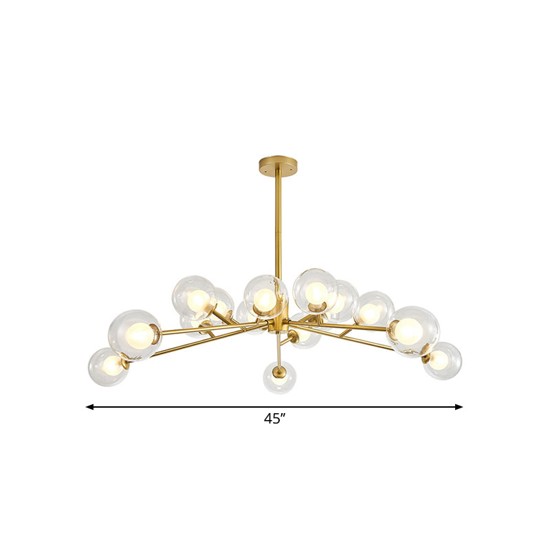 Modern Large Chandelier: 15/18 Lights Restaurant Hotel Branch Metal Black/Gold Hanging Lamp