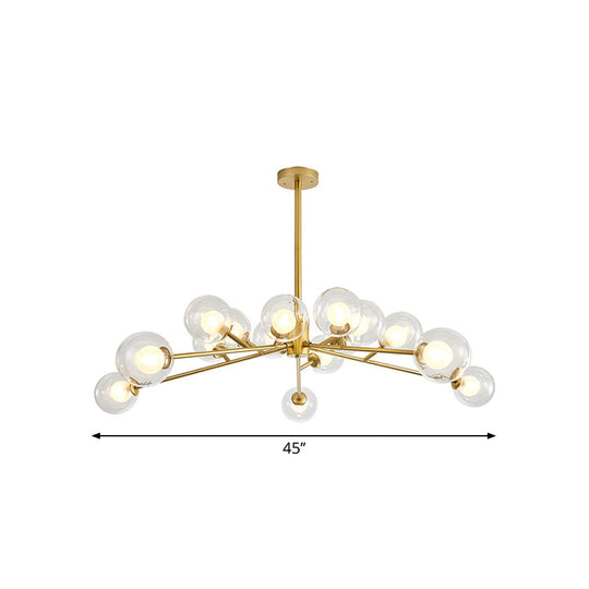 Modern Large Chandelier: 15/18 Lights Restaurant Hotel Branch Metal Black/Gold Hanging Lamp