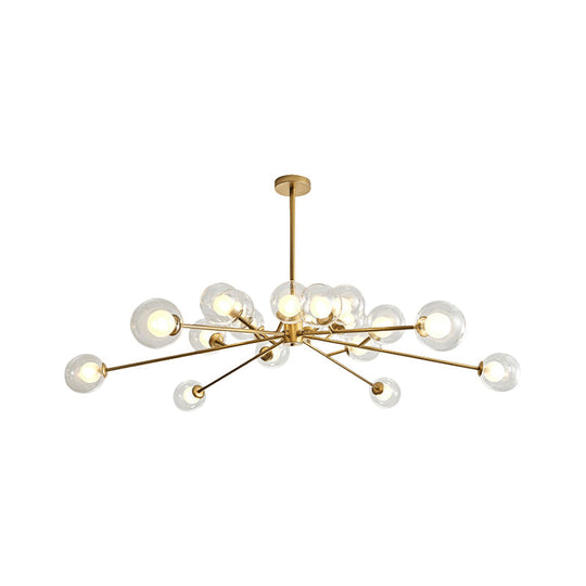 Modern Large Chandelier: 15/18 Lights Restaurant Hotel Branch Metal Black/Gold Hanging Lamp