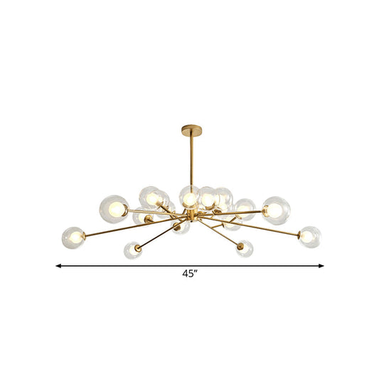 Modern Large Chandelier: 15/18 Lights Restaurant Hotel Branch Metal Black/Gold Hanging Lamp