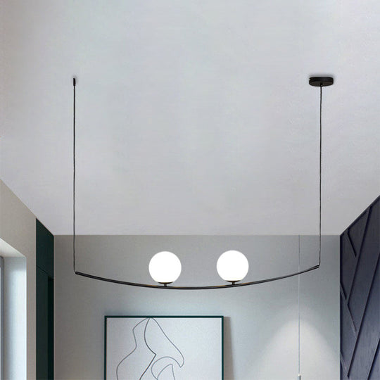 Modern Metal Chandelier: 2/3-Light Bubble Island Light In Black/Gold - Simple And Stylish