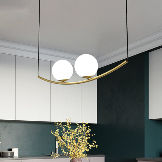 Modern Metal Chandelier: 2/3-Light Bubble Island Light In Black/Gold - Simple And Stylish 2 / Gold