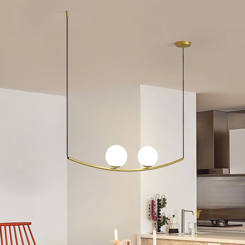 Modern Metal Chandelier: 2/3-Light Bubble Island Light In Black/Gold - Simple And Stylish