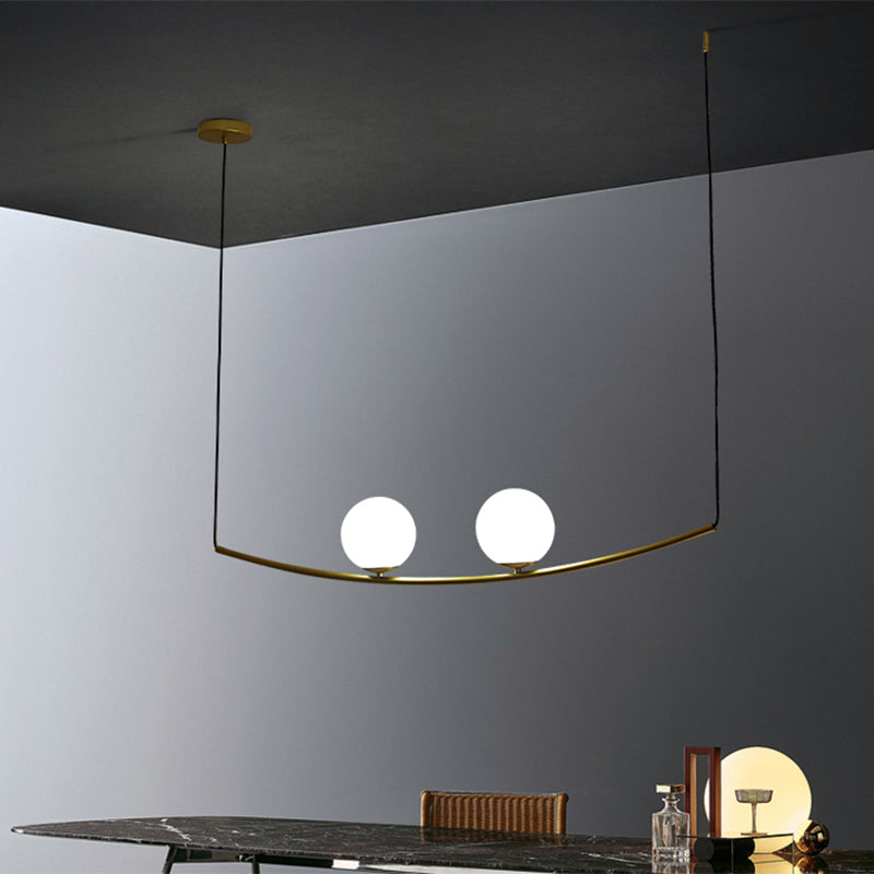 Modern Metal Chandelier: 2/3-Light Bubble Island Light In Black/Gold - Simple And Stylish