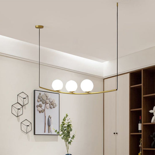 Modern Metal Chandelier: 2/3-Light Bubble Island Light In Black/Gold - Simple And Stylish