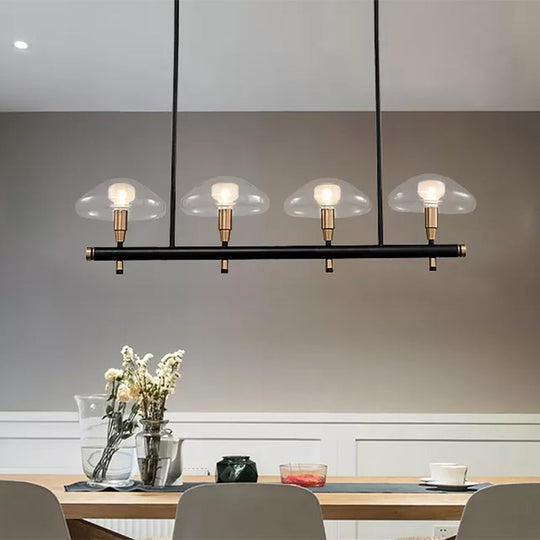 Black Glass Island Pendant Light With 4/6 Clear Mushroom Shades - Ideal For Restaurants 4 /