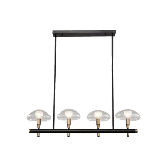 Black Glass Island Pendant Light With 4/6 Clear Mushroom Shades - Ideal For Restaurants