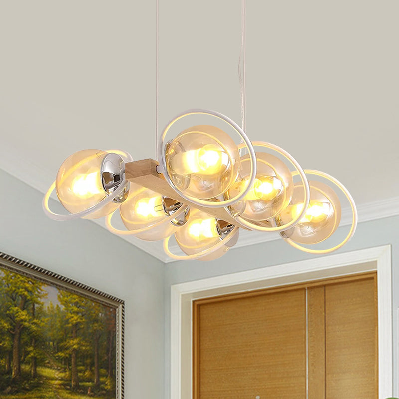 Modern Glass Hanging Light Fixture - Cognac Bubble Shade Island Lighting