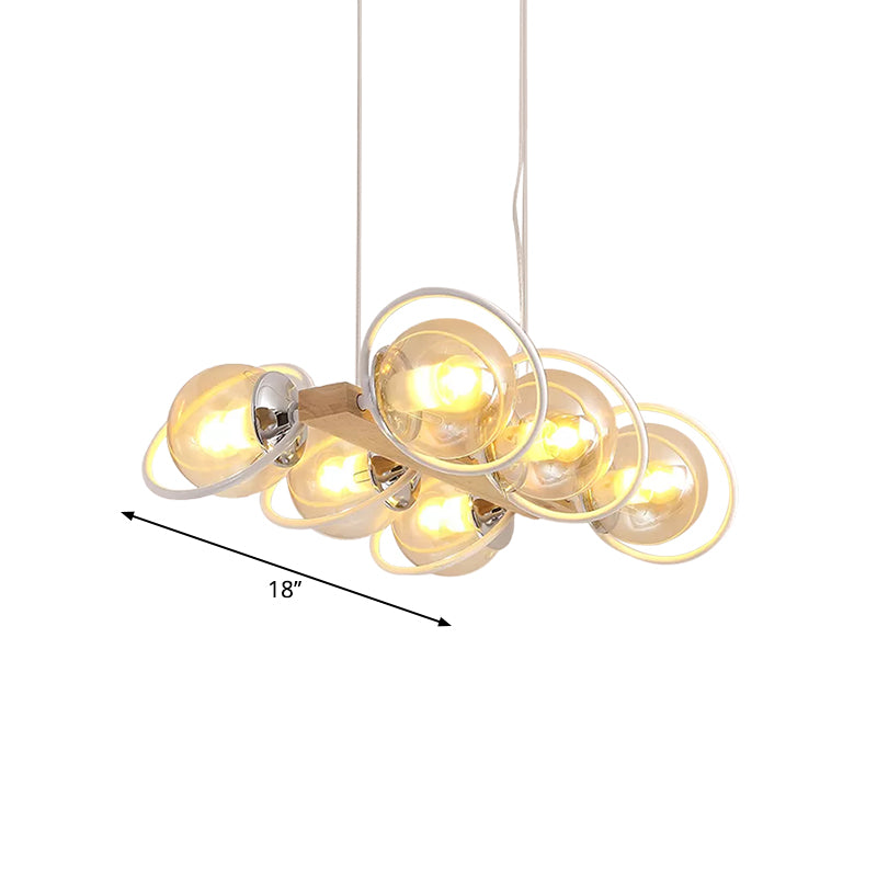 Modern Glass Hanging Light Fixture - Cognac Bubble Shade Island Lighting