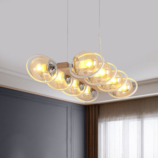 Modern Glass Hanging Light Fixture - Cognac Bubble Shade Island Lighting