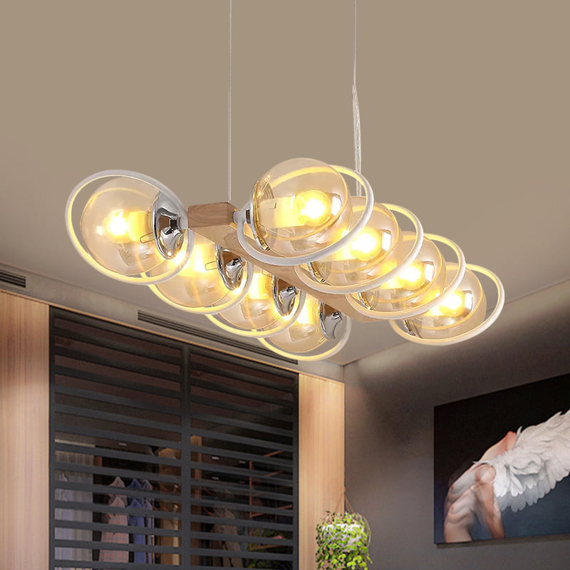 Modern Glass Hanging Light Fixture - Cognac Bubble Shade Island Lighting