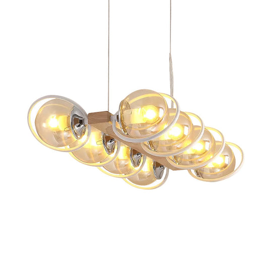 Modern Glass Hanging Light Fixture - Cognac Bubble Shade Island Lighting