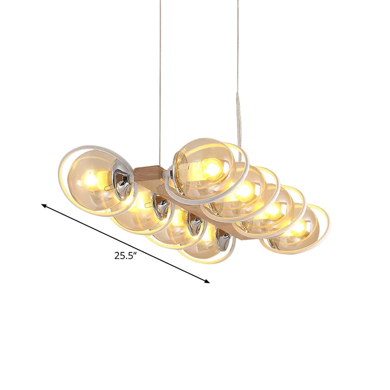 Modern Glass Hanging Light Fixture - Cognac Bubble Shade Island Lighting