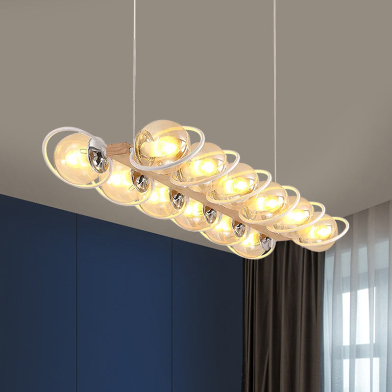 Modern Glass Hanging Light Fixture - Cognac Bubble Shade Island Lighting