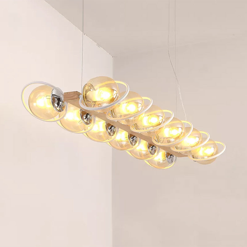 Modern Glass Hanging Light Fixture - Cognac Bubble Shade Island Lighting