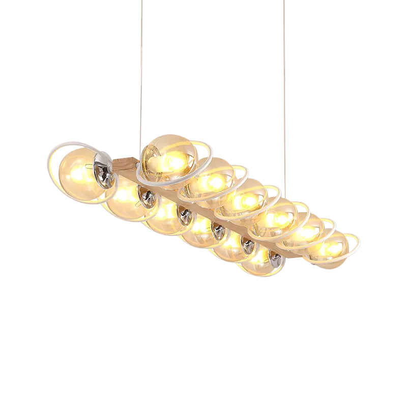 Modern Glass Hanging Light Fixture - Cognac Bubble Shade Island Lighting